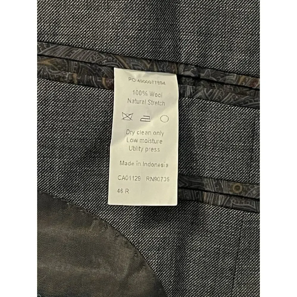 Lauren Ralph Lauren Gray 100% Wool Sport Coat Blazer Jacket 46R Classic Fit